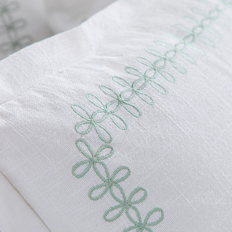 Milano Sea Spray Green Knot Embroidered Cotton Cushion - daals