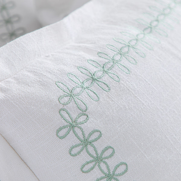 Milano Sea Spray Green Knot Embroidered Cotton Cushion - daals