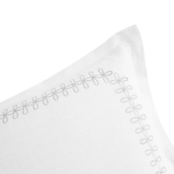 Milano Glacier Grey Knot Embroidered Cotton Cushion