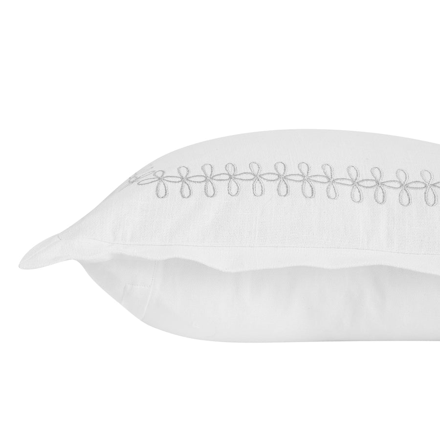 Milano Glacier Grey Knot Embroidered Cotton Cushion