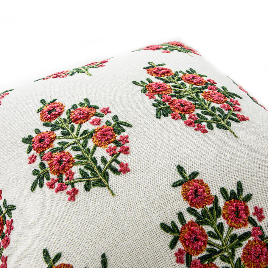 Indra Mughal Pink Wool Embroidered Cushion - daals
