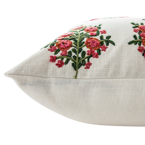 Indra Mughal Pink Wool Embroidered Cushion