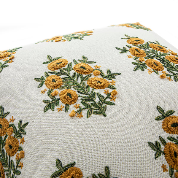 Indra Mughal Sundance Yellow Wool Embroidered Cushion