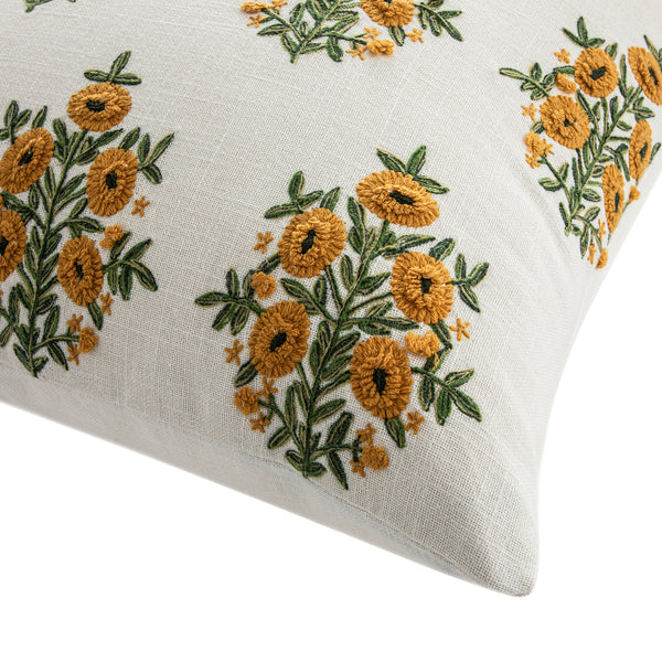 Indra Mughal Sundance Yellow Wool Embroidered Cushion