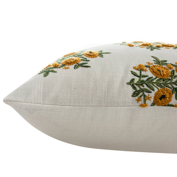 Indra Mughal Sundance Yellow Wool Embroidered Cushion