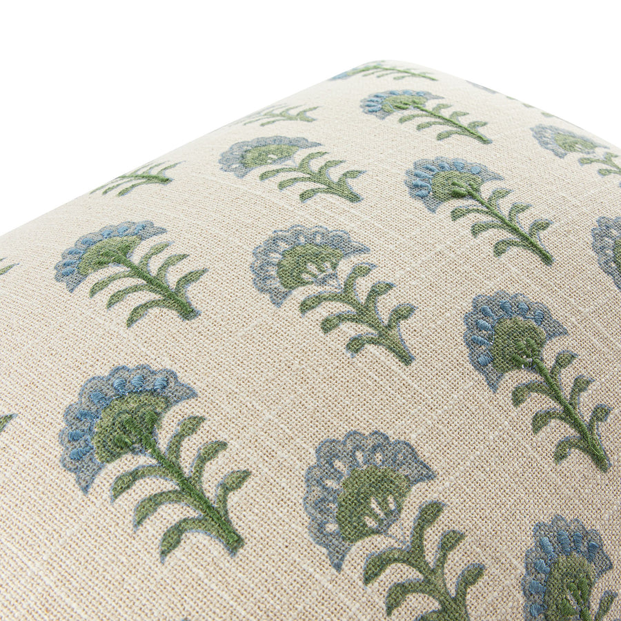 Nazaar Kaleido Blue Bloom Cotton Duck Rectangular Cushion