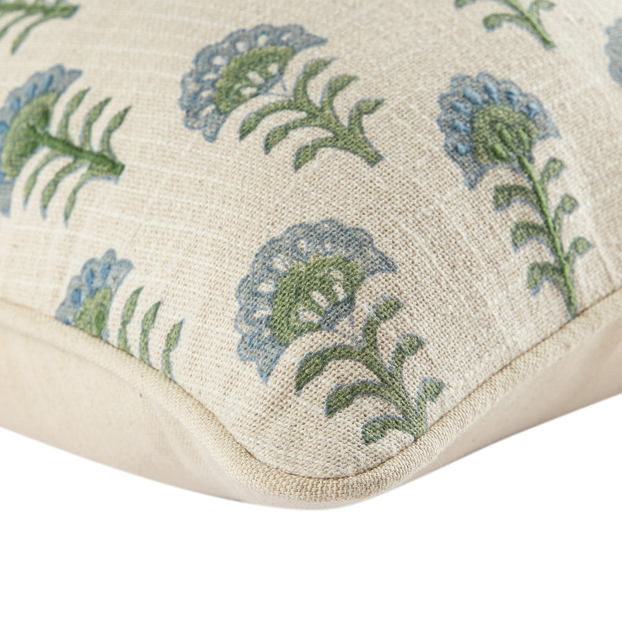 Nazaar Kaleido Blue Bloom Cotton Duck Rectangular Cushion