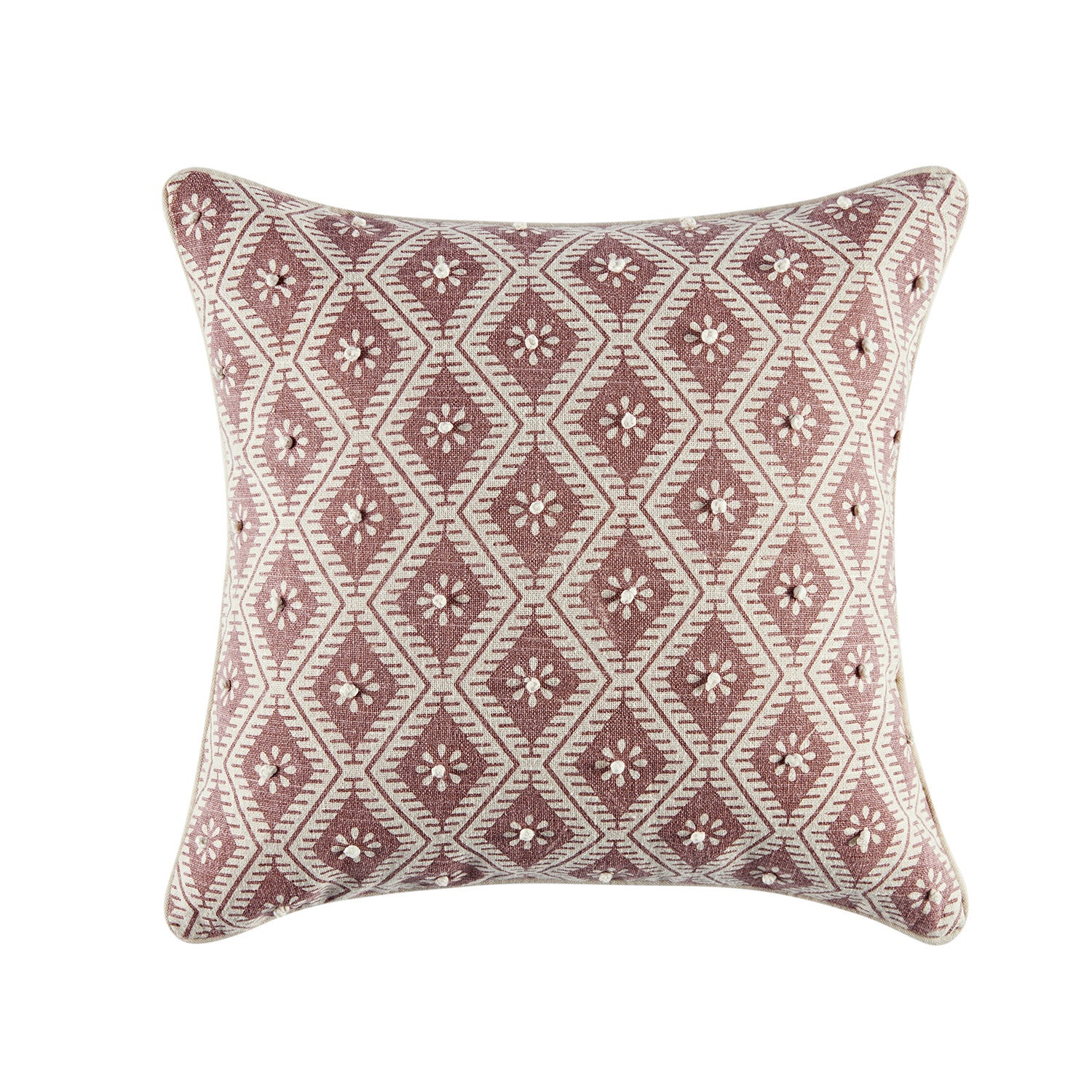 Nazaar Dusky Pink Floral Tessela Cotton Duck Cushion