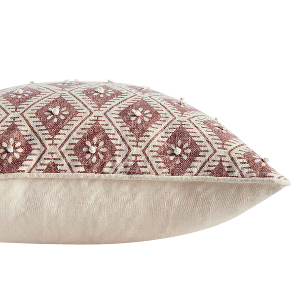 Nazaar Dusky Pink Floral Tessela Cotton Duck Cushion