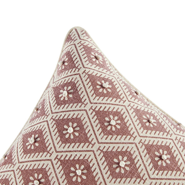 Nazaar Dusky Pink Floral Tessela Cotton Duck Cushion - daals