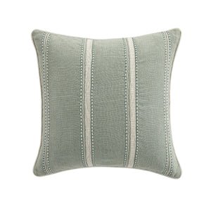 Pembroke Stripe 100% Linen Green Cushion