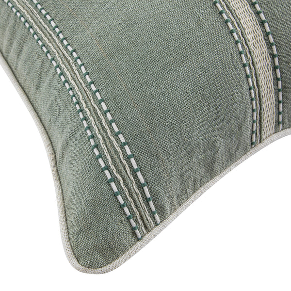 Pembroke Stripe 100% Linen Green Cushion