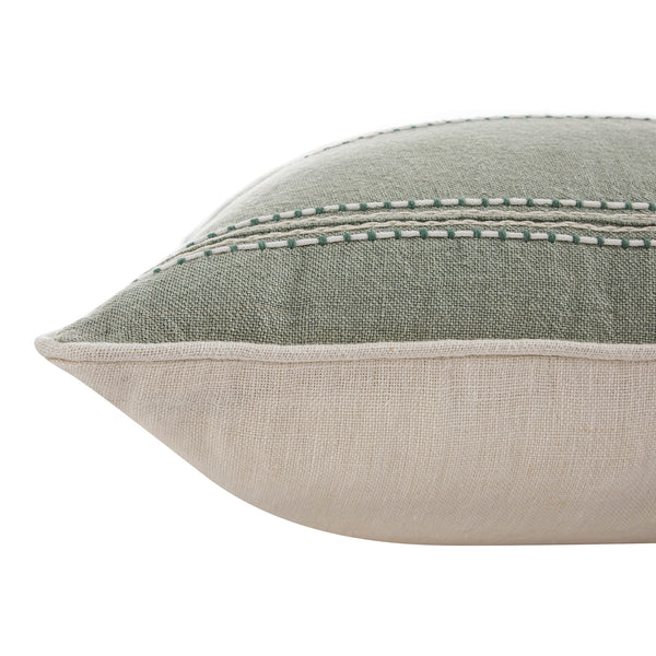 Pembroke Stripe 100% Linen Green Cushion