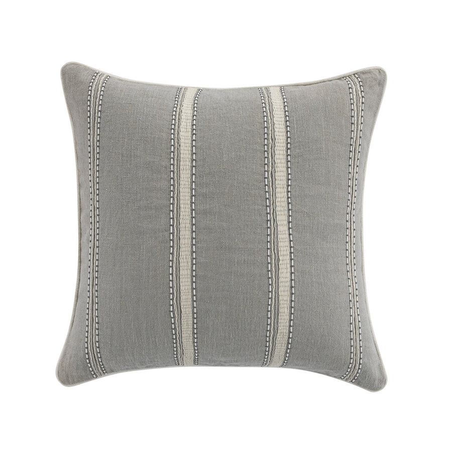 Pembroke Stripe 100% Linen Grey Cushion
