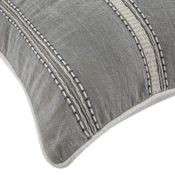 Pembroke Stripe 100% Linen Grey Cushion