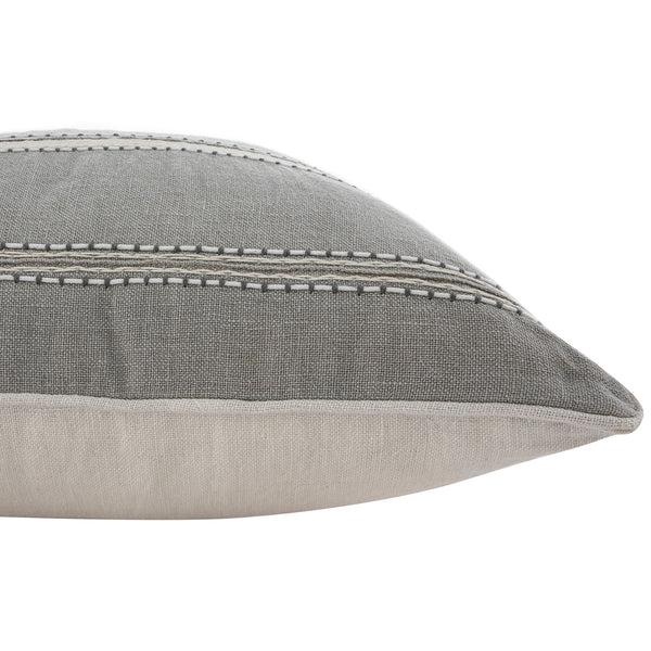 Pembroke Stripe 100% Linen Grey Cushion