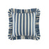 Eliza French Blue Striped Ruffle Linen Blend Cushion - daals