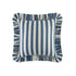 Eliza French Blue Striped Ruffle Linen Blend Cushion