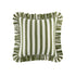 Eliza Olive Green Striped Ruffle Linen Blend Cushion - daals