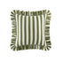 Eliza Olive Green Striped Ruffle Linen Blend Cushion