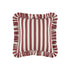 Eliza Scarlet Red Striped Ruffle Linen Blend Cushion - daals