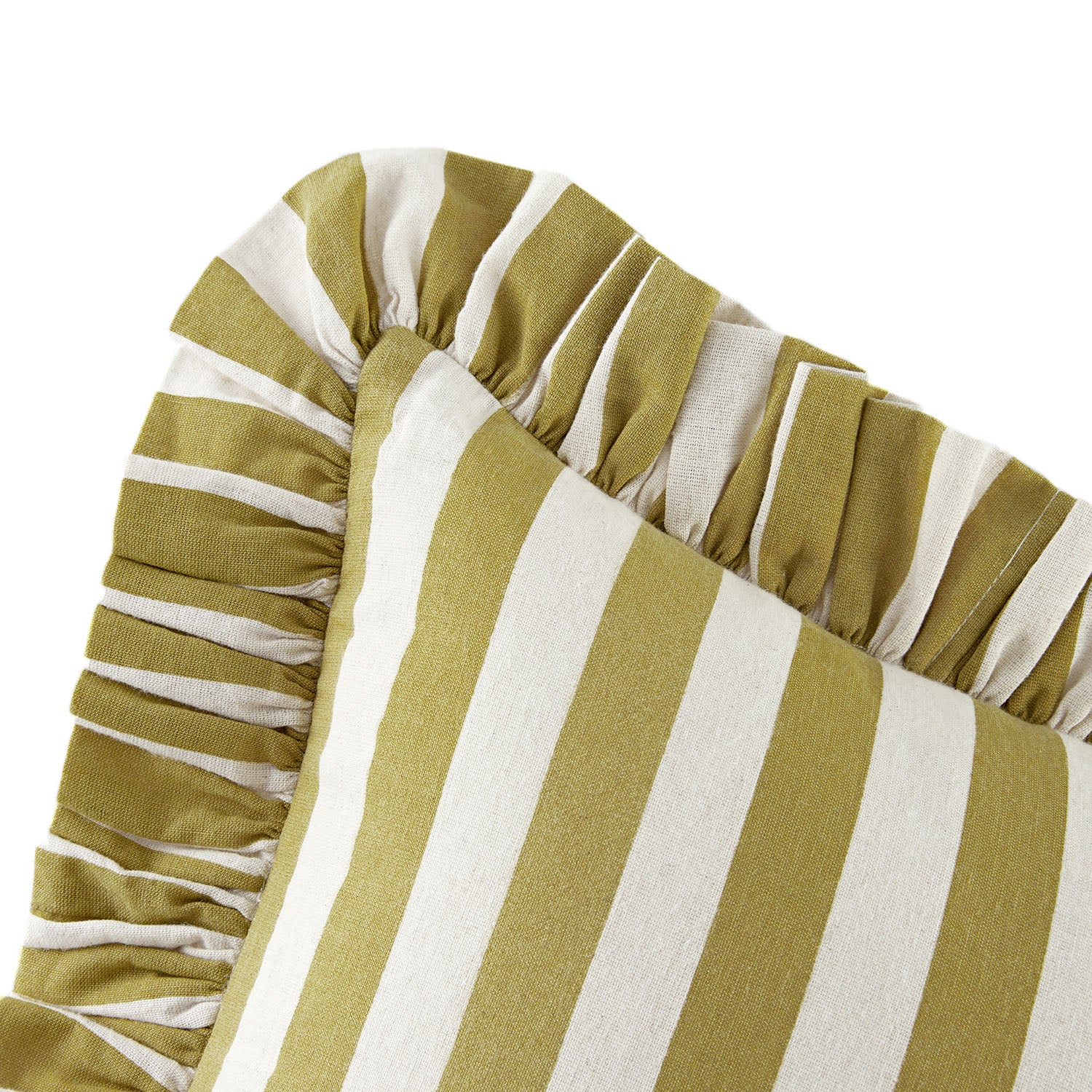 Eliza Dark Mustard Striped Ruffle Linen Blend Cushion