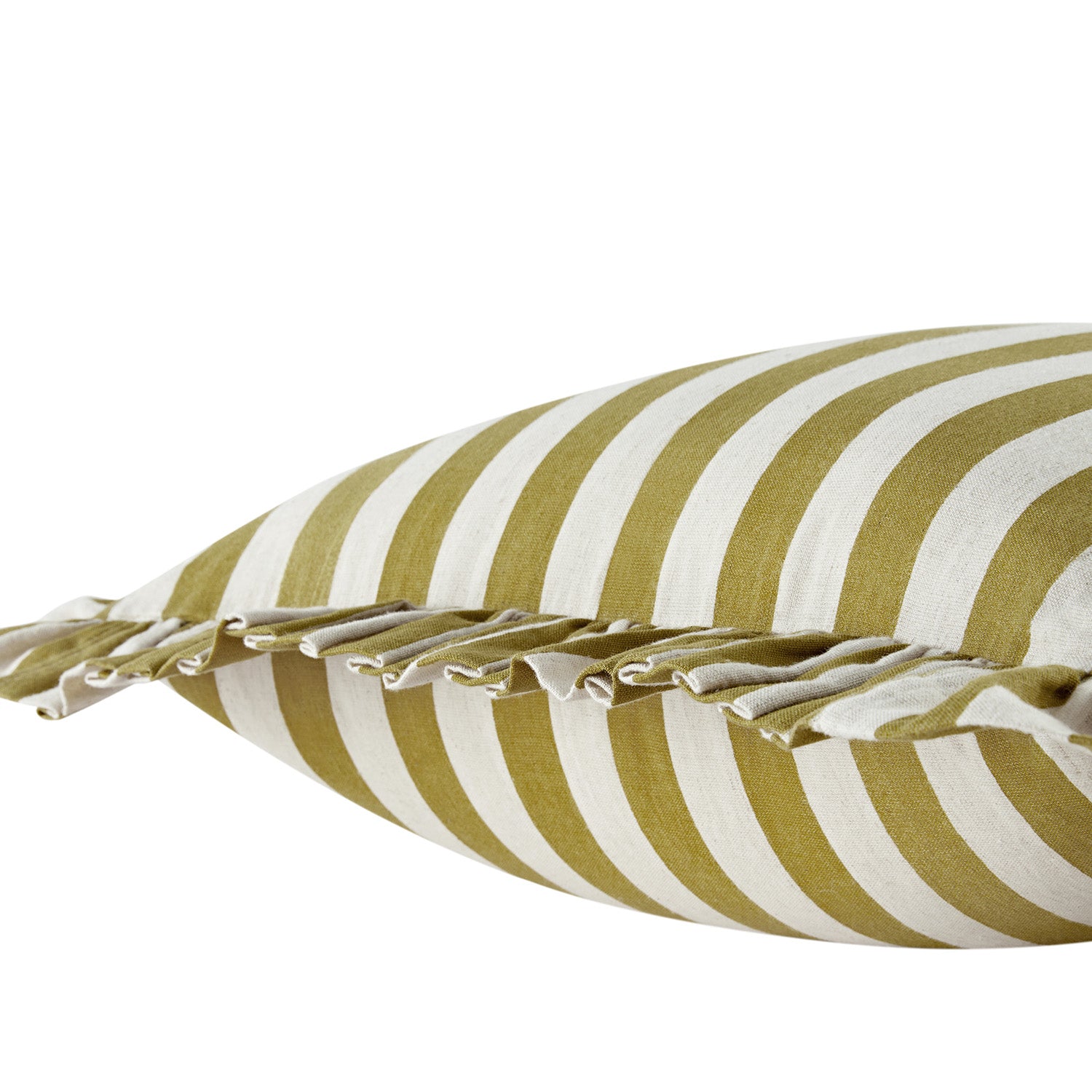 Eliza Dark Mustard Striped Ruffle Linen Blend Cushion