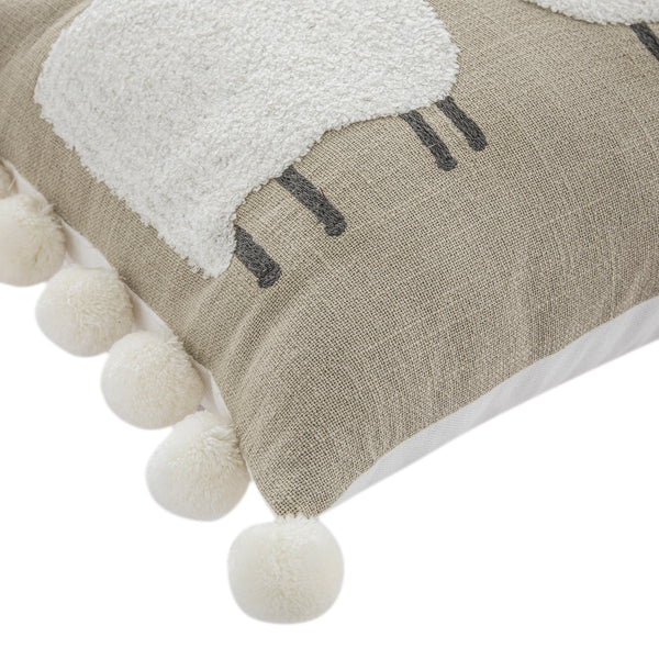 Country Collection Trio Of Sheep Wool Embroidered Cushion