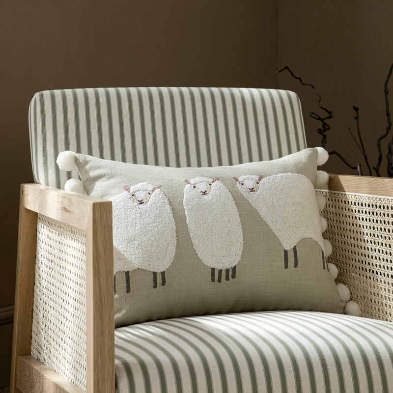 Country Collection Trio Of Sheep Wool Embroidered Cushion