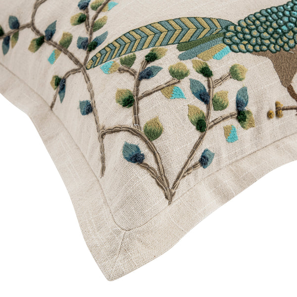 Flora & Fauna Hand Embroidered Songbird Cushion