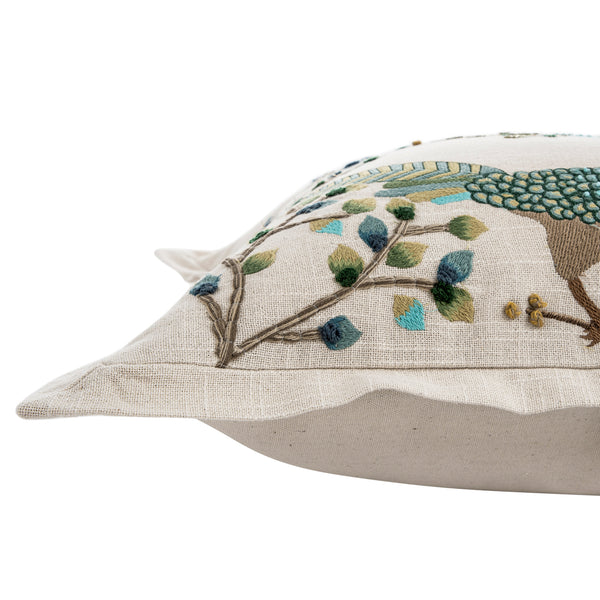 Flora & Fauna Hand Embroidered Songbird Cushion