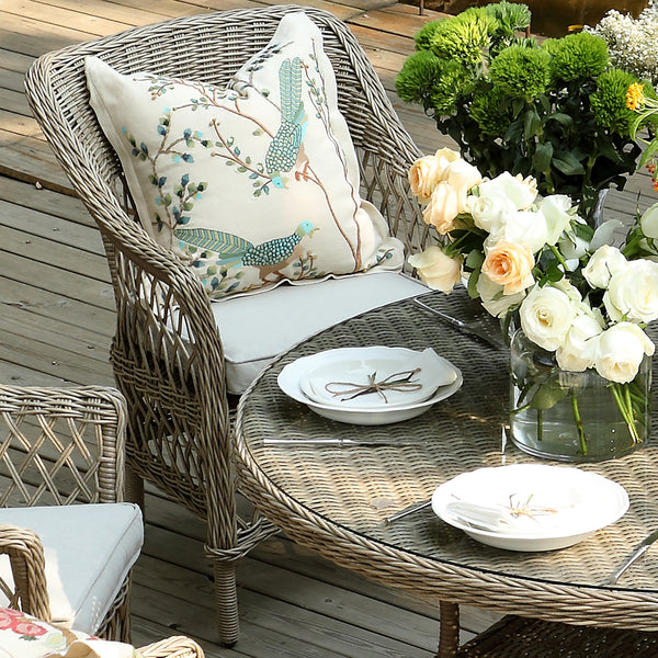 Flora & Fauna Hand Embroidered Songbird Cushion