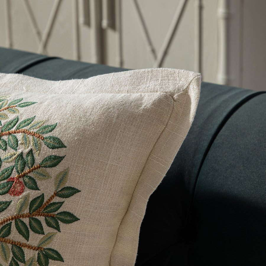 Flora & Fauna Hand Embroidered Tree Of Life Cushion