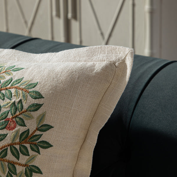 Flora & Fauna Hand Embroidered Tree Of Life Cushion