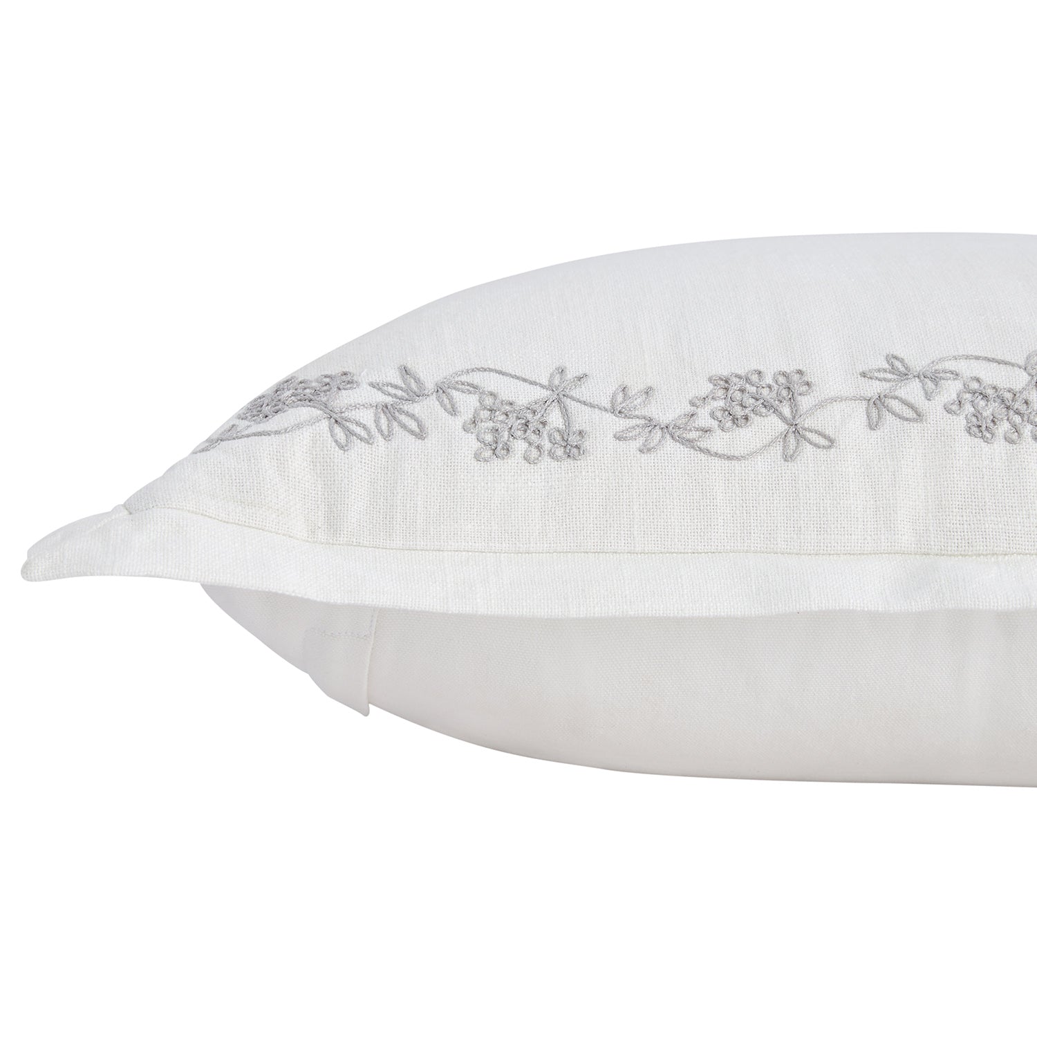 Valentina Grey Floral Embroidered Cotton Cushion