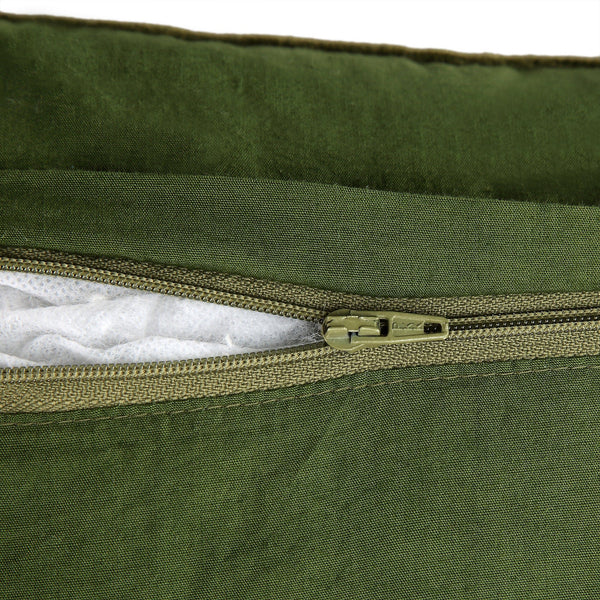 Luxe Collection Verona Beaded Moss Cotton Velvet Cushion