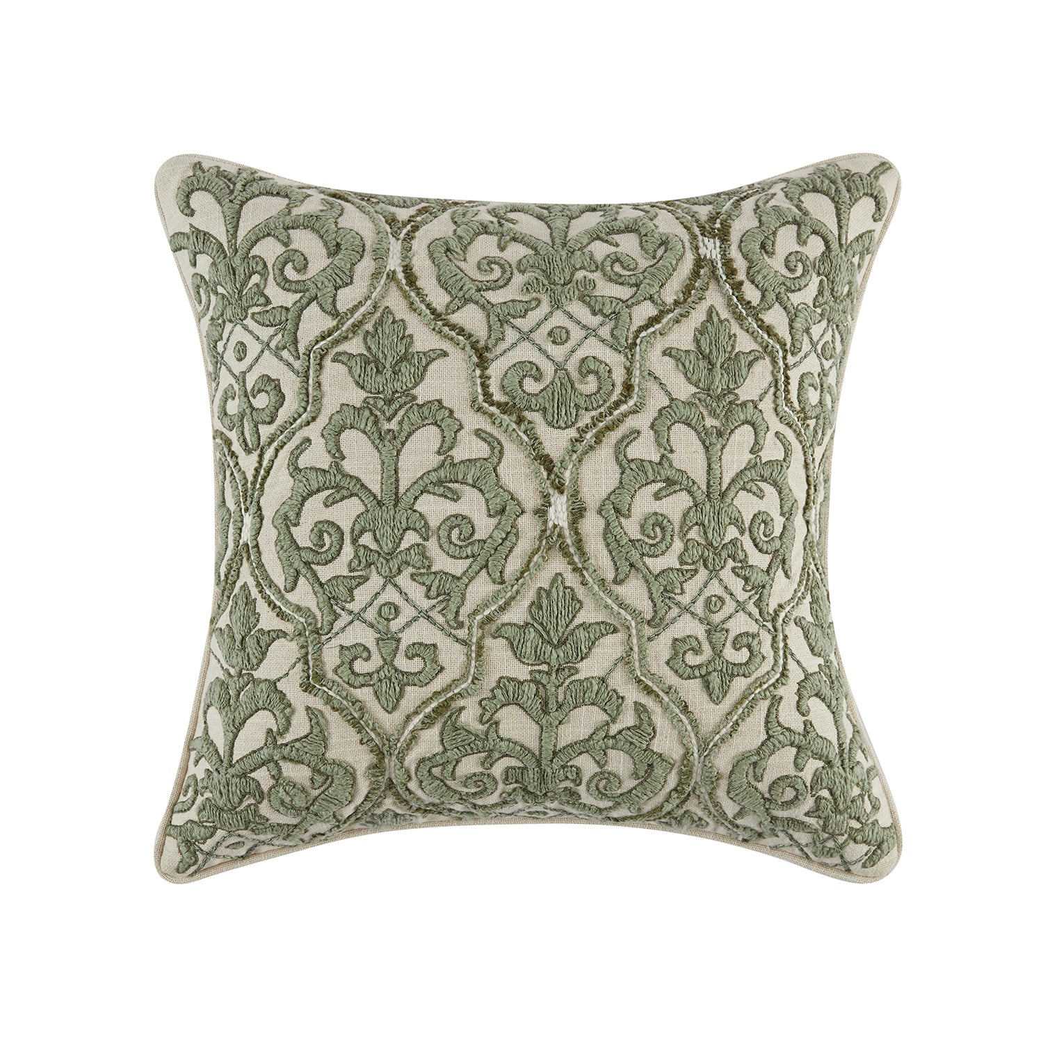 Willow Sage Green Gilded Grove Embroidered Cushion