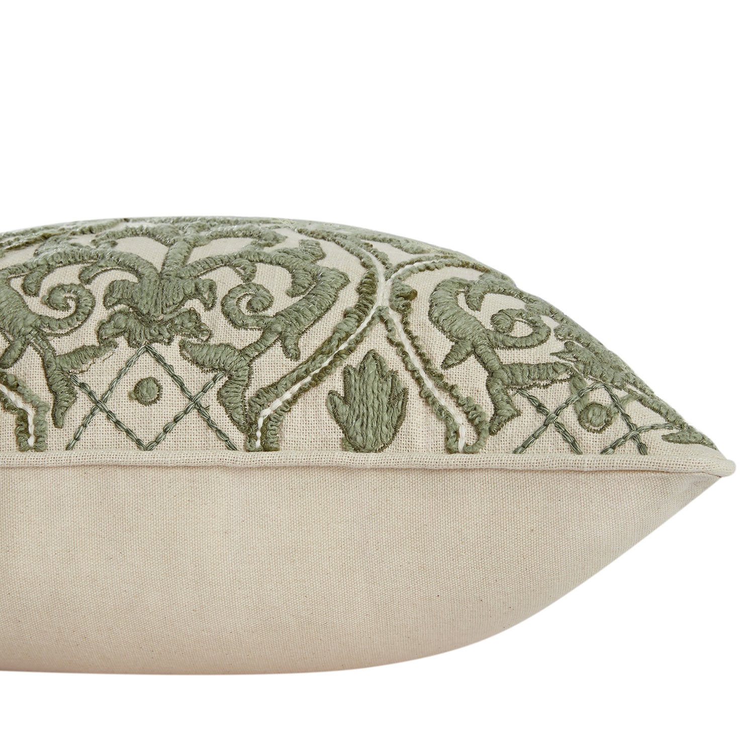 Willow Sage Green Gilded Grove Embroidered Cushion