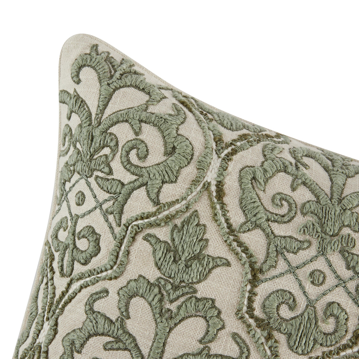 Willow Sage Green Gilded Grove Embroidered Cushion
