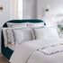 Adeline Midnight Blue Floral Embroidered 600 Thread Count Cotton Sateen Duvet Set - daals