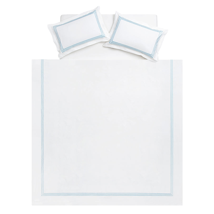 Belvedere Royal Blue Cord Embroidered 300 Thread Count Cotton Percale Duvet Set