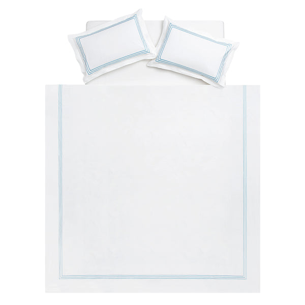 Belvedere Royal Blue Cord Embroidered 300 Thread Count Cotton Percale Duvet Set