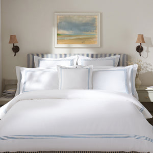Belvedere Royal Blue Cord Embroidered 300 Thread Count Cotton Percale Duvet Set