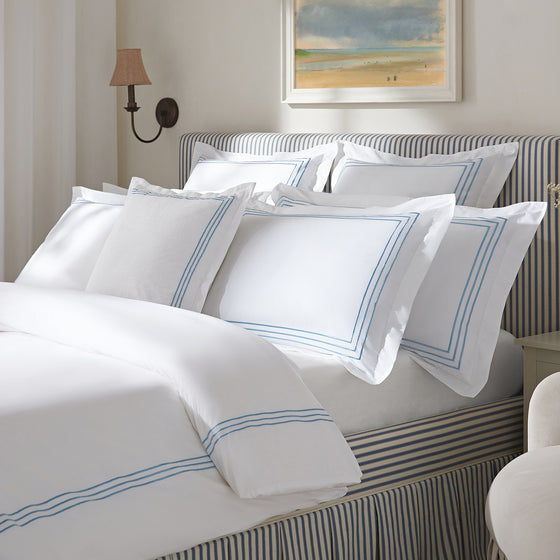 Belvedere Royal Blue Cord Embroidered 300 Thread Count Cotton Percale Duvet Set