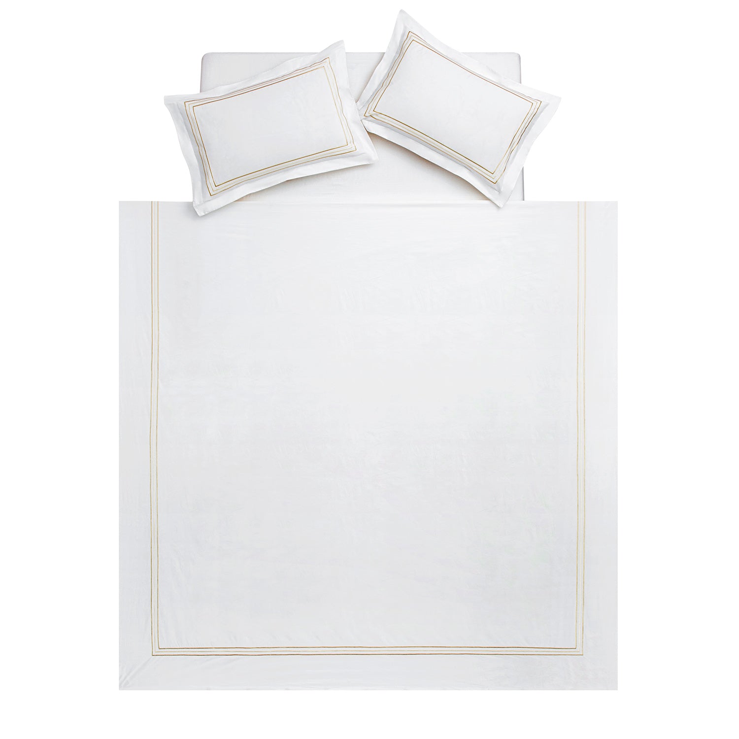 Belvedere Champagne Gold Cord Embroidered 300 Thread Count Cotton Percale Duvet Set