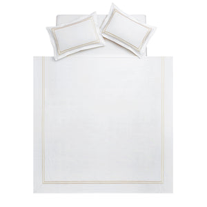 Belvedere Champagne Gold Cord Embroidered 300 Thread Count Cotton Percale Duvet Set