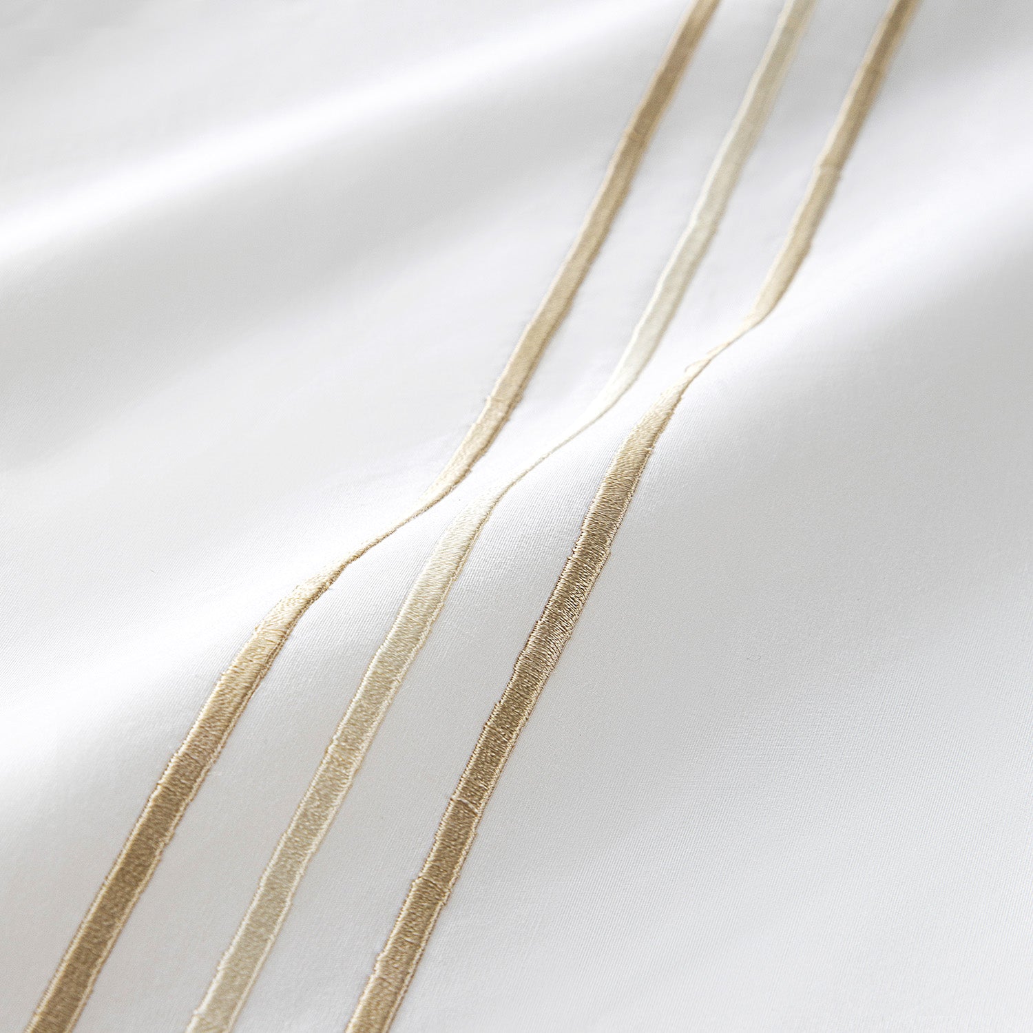 Belvedere Champagne Gold Cord Embroidered 300 Thread Count Cotton Percale Duvet Set