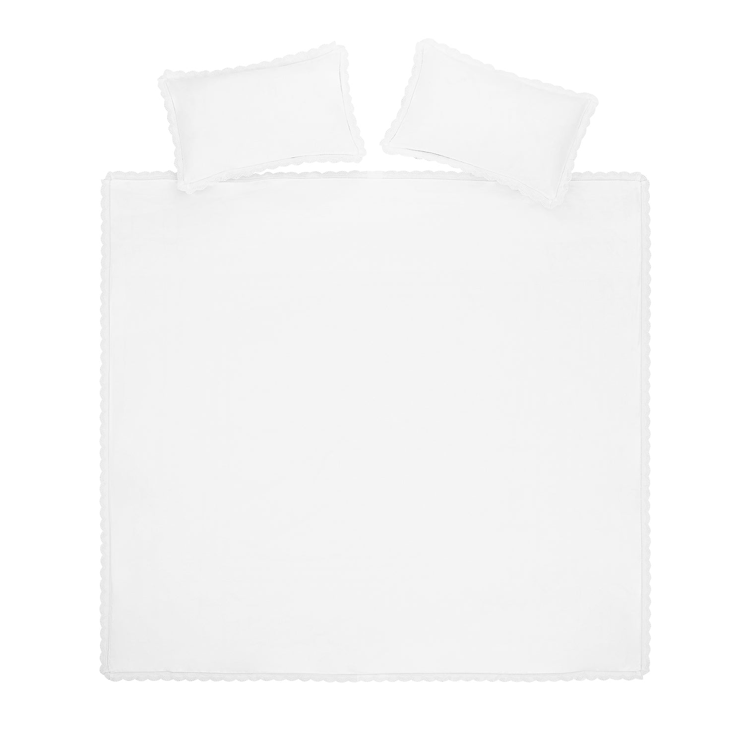 Castillo White Lace 300 Thread Count Cotton Percale Duvet Set