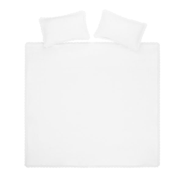 Castillo White Lace 300 Thread Count Cotton Percale Duvet Set