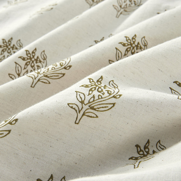 Darcy Floral Olive Green Ruffle Linen Blend Duvet Set